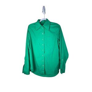 COS Oversized Tailor Fit Shirt Button Down Size 2 Kelly Green